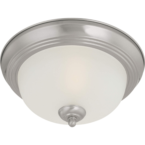 Pendenza 13.25"W 2 Light Flush Mount in Brushed Nickel & White Glass