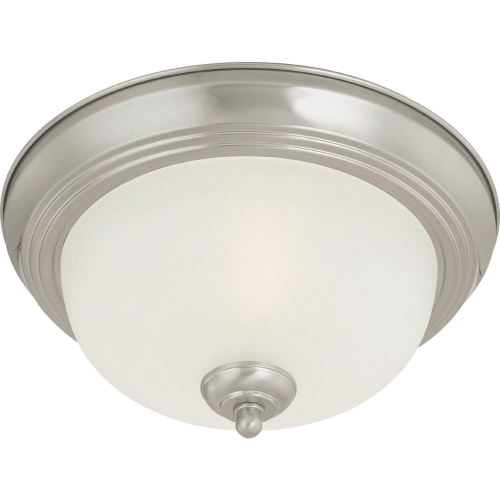 Ceiling Essentials 16"W 3 Light Flush Mount in Brushed Nickel & White Glass