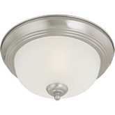 Ceiling Essentials 16"W 3 Light Flush Mount in Brushed Nickel & White Glass