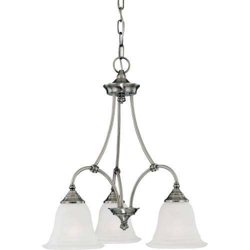 Harmony 20"W 3 Light Chandelier in Satin Pewter & Frosted Glass