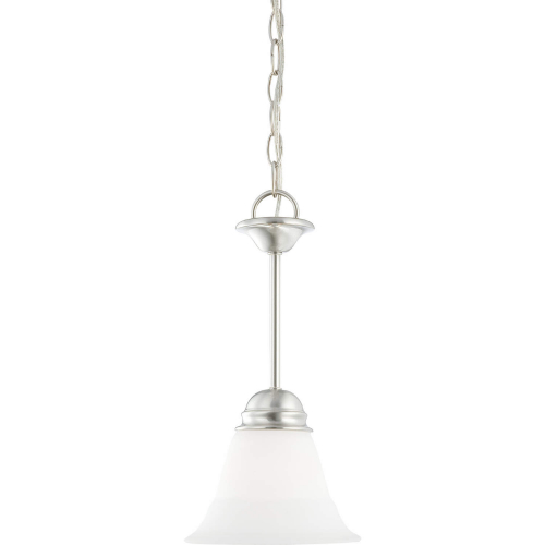 Bella 7.25"W 1 Light Ceiling Pendant Light in Brushed Nickel & White Frosted Glass