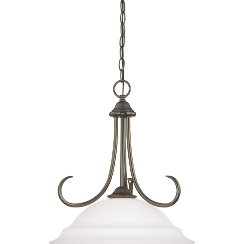 Bella 16"W 1 Light Pendant in Oiled Bronze & White Glass