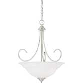 Bella 20"W 3 Light Pendant in Brushed Nickel & White Frosted Glass