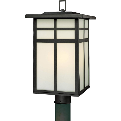 Mission 20"H 3 Light Outdoor Post Light in Black & White Glass