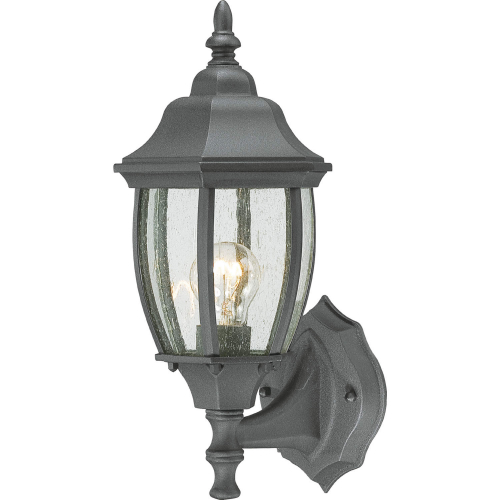 Covington 14.25"H 1 Light Outdoor Wall Sconce in Black Metal & Seeded Glass