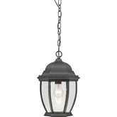 Covington 9.5"W 1 Light Outdoor Pendant in Black Metal