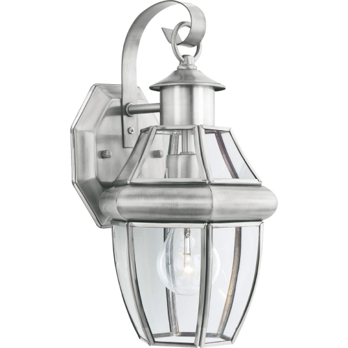 Heritage 13.25"H 1 Light Outdoor Wall Sconce in Brushed Nickel & Clear Glass