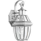 Heritage 13.25"H 1 Light Outdoor Wall Sconce in Brushed Nickel & Clear Glass