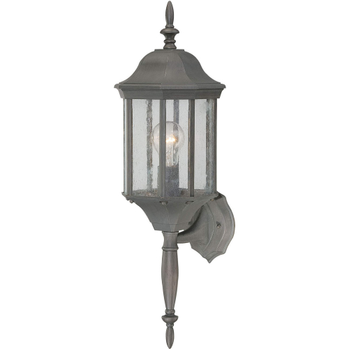 Hawthorne 1 Light Outdoor Wall Lantern in Painted Bronze & Seeded Glass