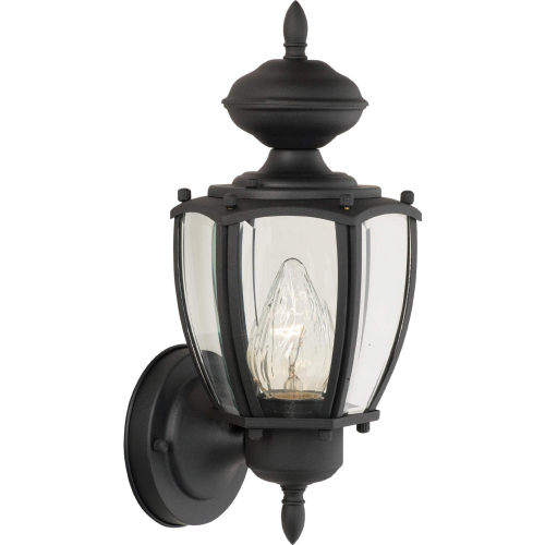 Park Avenue 12"H 1 Light Outdoor Wall Sconce in Black Metal