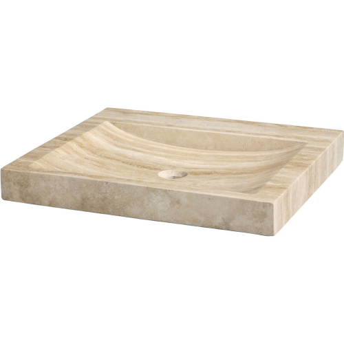 24" Stone Bathroom Vanity Top in Beige Travertine (No Faucet Holes)