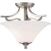 Treme 13"W 2 Light Semi Flush Mount in Brushed Nickel & White Etched Glass