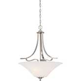 Treme 20"W 3 Light Pendant in Brushed Nickel & White Etched Glass