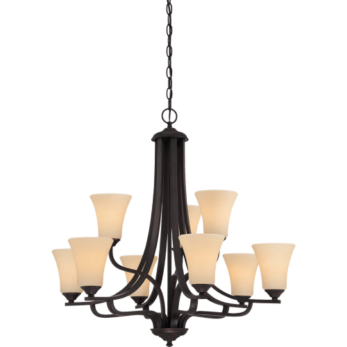 Treme 34"W 9 Light Chandelier in Espresso Metal & Champagne Glass