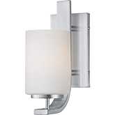 Pendenza 11.5"H 1 Light Wall Sconce in Brushed Nickel & White Frosted Glass