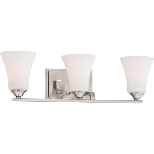 Treme 23"W 3 Light Vanity Light in Brushed Nickel & White Etched Glass