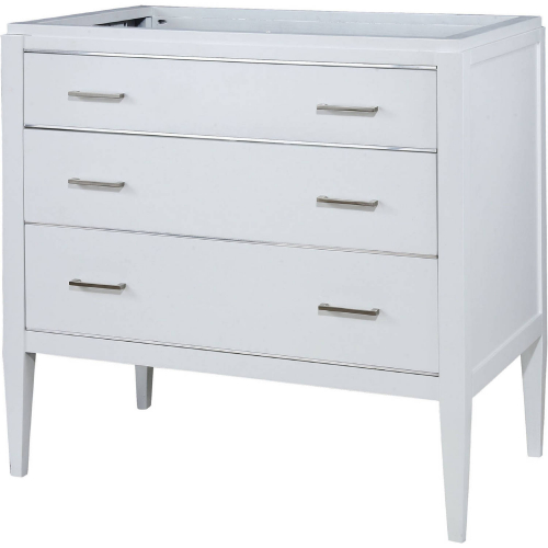 Manhattan 36" Bathroom Vanity Base Only in White Wood