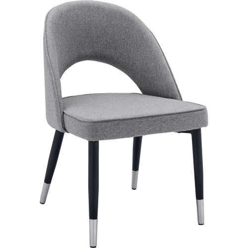 131 Dining Chair in Grey Fabric, Black Metal & Silver Finish (Set of 2)