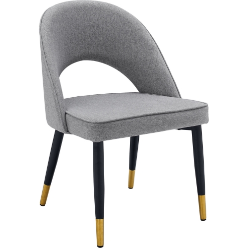 131 Dining Chair in Grey Fabric, Black Metal & Gold Finish (Set of 2)