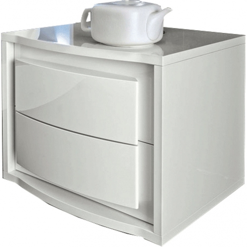 Dama Bianca Nightstand in High Gloss White Finish