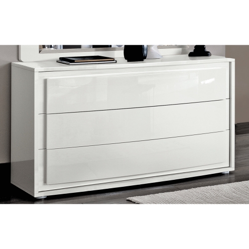 Dama Bianca Single Dresser in High Gloss White Finish