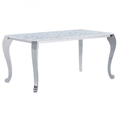 110 63" Dining Table in Marble on Metal Legs