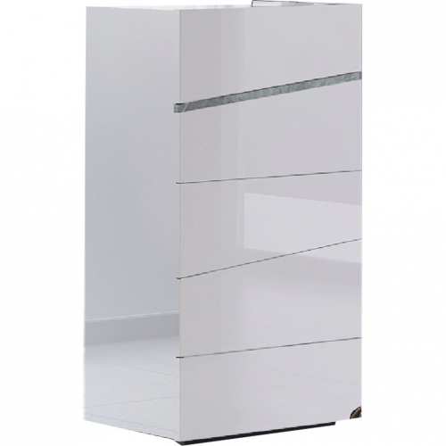 Alba Chest in High Gloss White & Marble Look