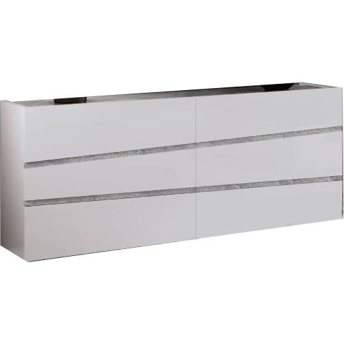 Alba Double Dresser in High Gloss White & Marble Look