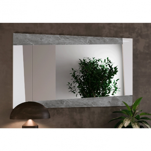 Alba Mirror in High Gloss White & Marble Look