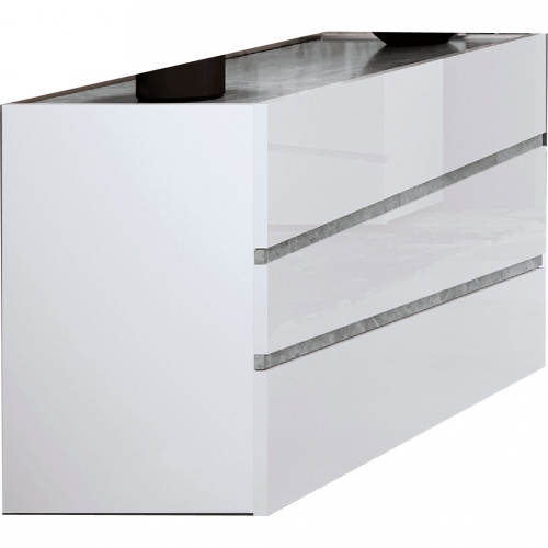 Alba Single Dresser in High Gloss White & Marble Look