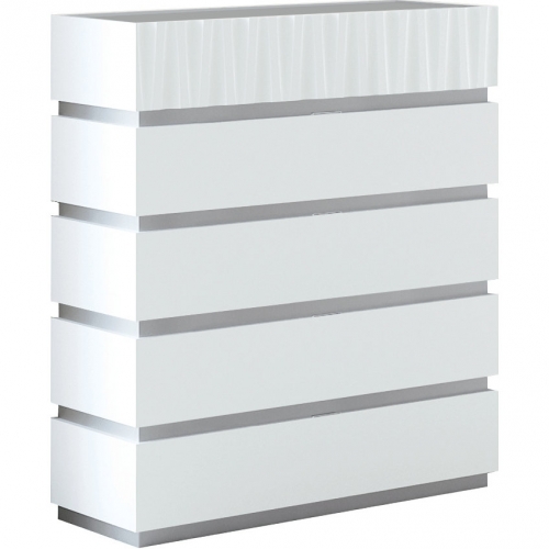 Marina 5 Drawer Chest in Matte White & Grey Wood Veneer