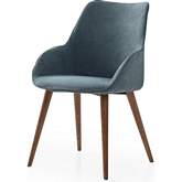 1353 Dining Chair in Blue Fabric & Wood (Set of 2)