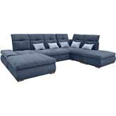 Opera Sectional Sleep & Storage Sofa w/ Left Chaise in Blue Fabric