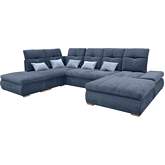 Opera Sectional Sleep & Storage Sofa w/ Right Chaise in Blue Fabric