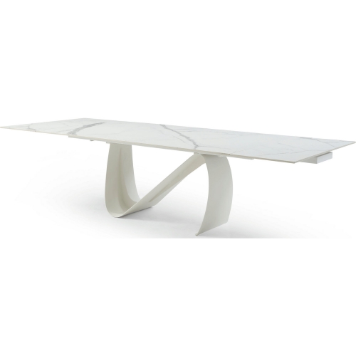 9087 83" Extension Dining Table White Marble Look & Metal