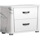 Anna Nightstand in Gloss White, Grey & Silver