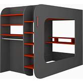 Gamer Twin Bed in Black & Red Finish