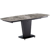 2417 71" Dining Table in Brown Marble Look Ceramic & Grey Metal