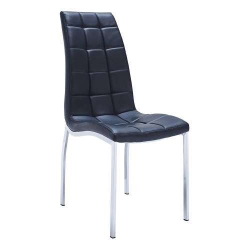 365 Dining Chair in Tufted Black Eco Leather & Chrome (Set of 4)