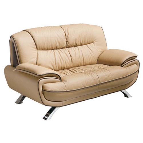 405 Loveseat in Brown Leather on Metal Legs