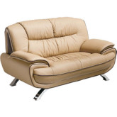 405 Loveseat in Brown Leather on Metal Legs