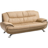 405 Sofa in Brown Leather on Metal Legs