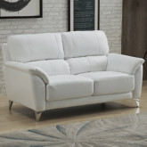 406 Loveseat in White Leather on Metal Legs