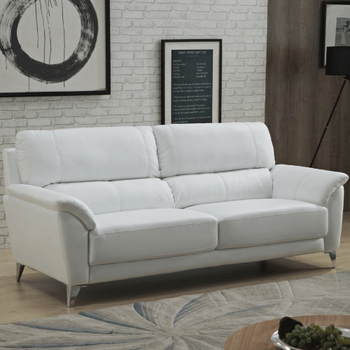 406 Sofa in White Leather on Metal Legs