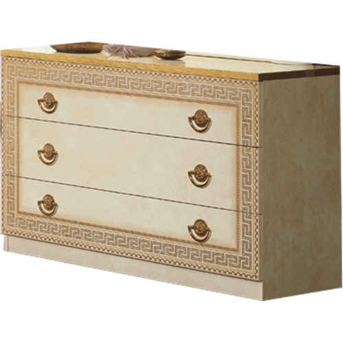 Aida Single Dresser in High Gloss Ivory & Gold