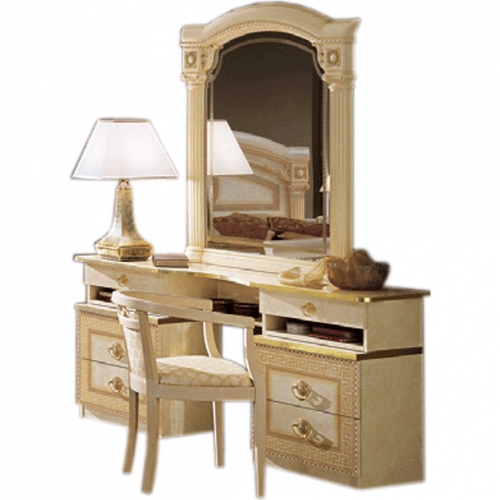 Aida Vanity Dresser in High Gloss Ivory & Gold