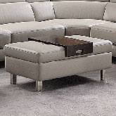 582 Coffee Table Ottoman in Light Grey Top Grain Leather