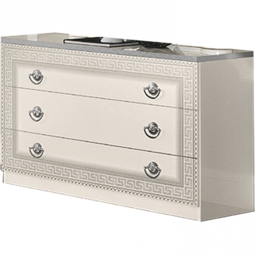 Aida Single Dresser in High Gloss White & Silver