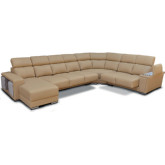 8312 Sectional Sofa w/ Left Facing Chaise in Khaki Italian Leather