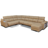 8312 Sectional Sofa w/ Right Facing Chaise in Khaki Italian Leather